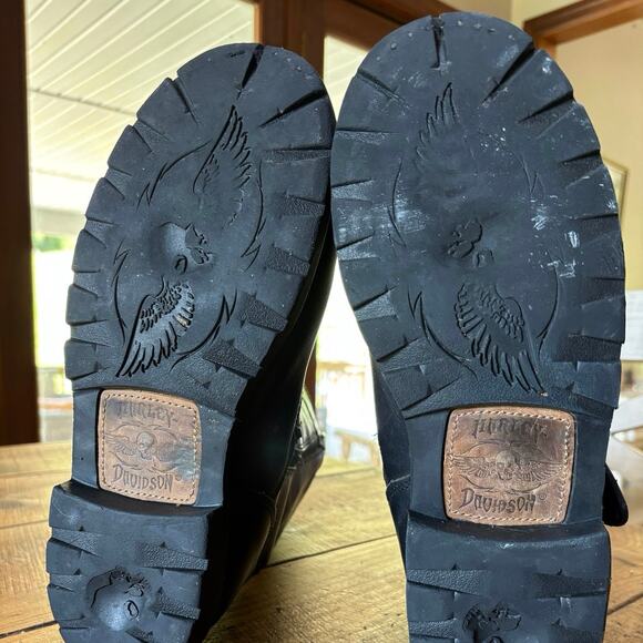 Harley Davidson‎ Mens Black Leather Riding Biker Boots Strap Skull Size 10 US - Picture 12 of 13